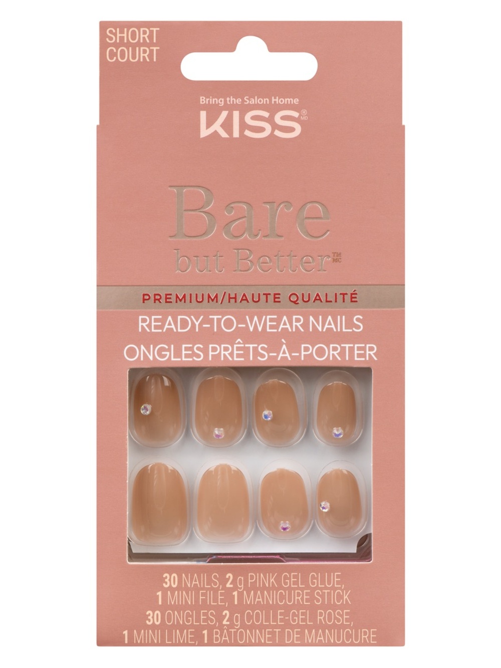 Kiss Bare But Better Ready-To-Wear nails Short 30un